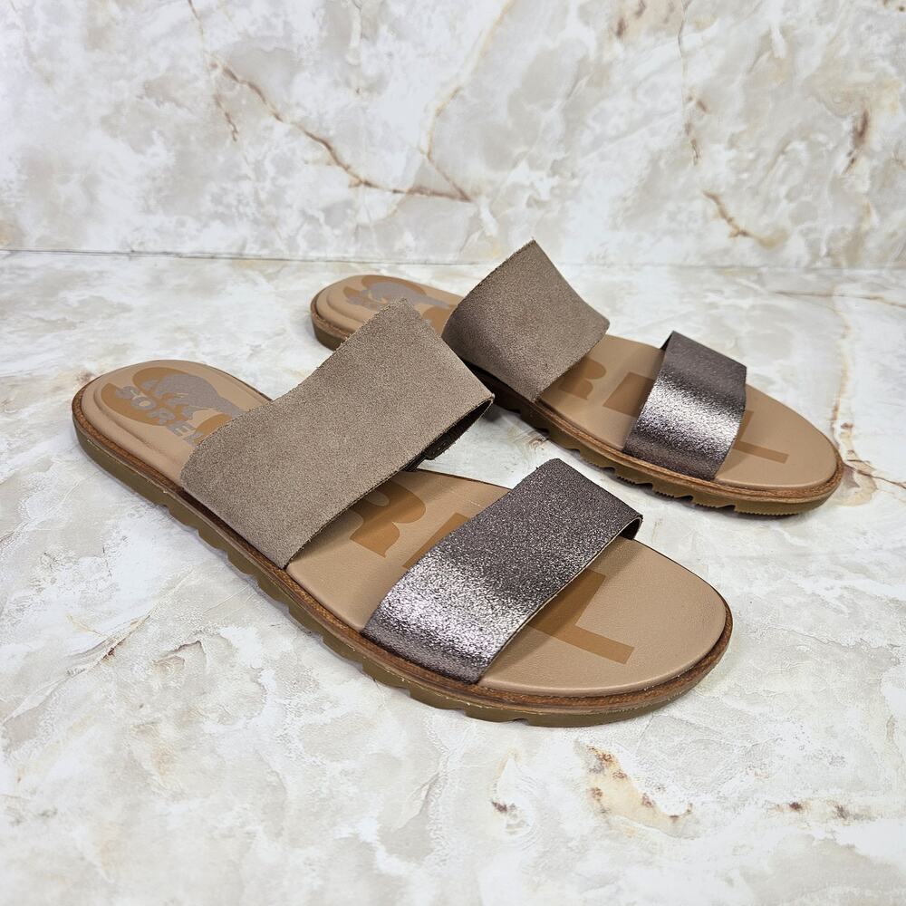 Sorel Ella II Slide Leather Double Strap Sandal Womens Size 6